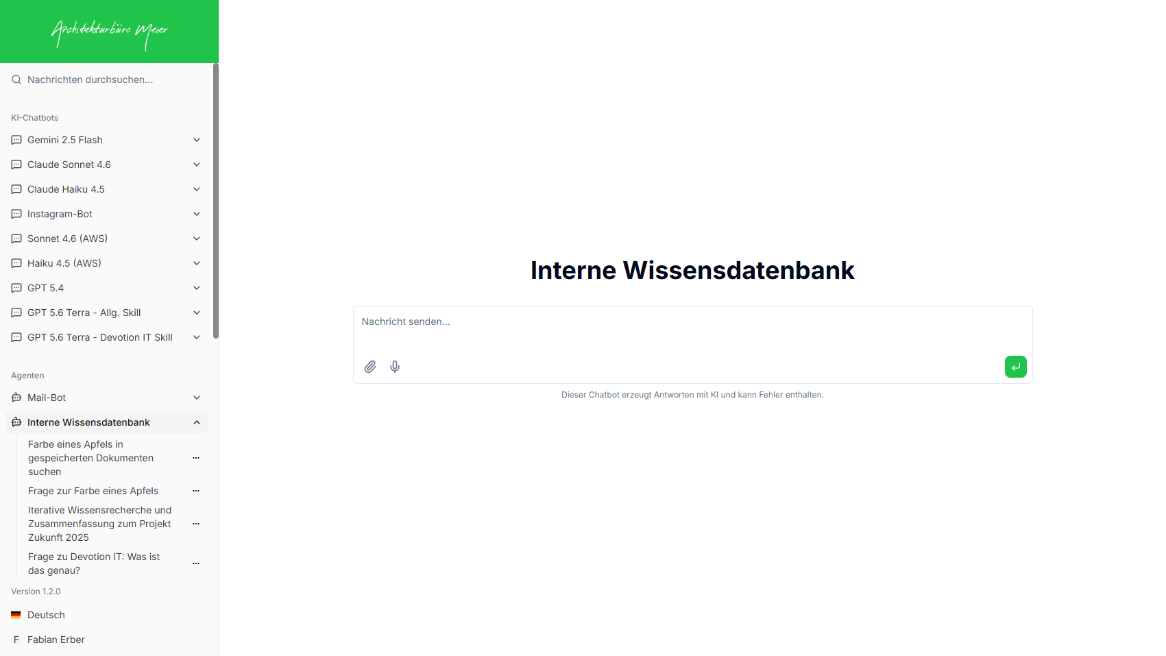 Leerer Chat: Interne Wissensdatenbank