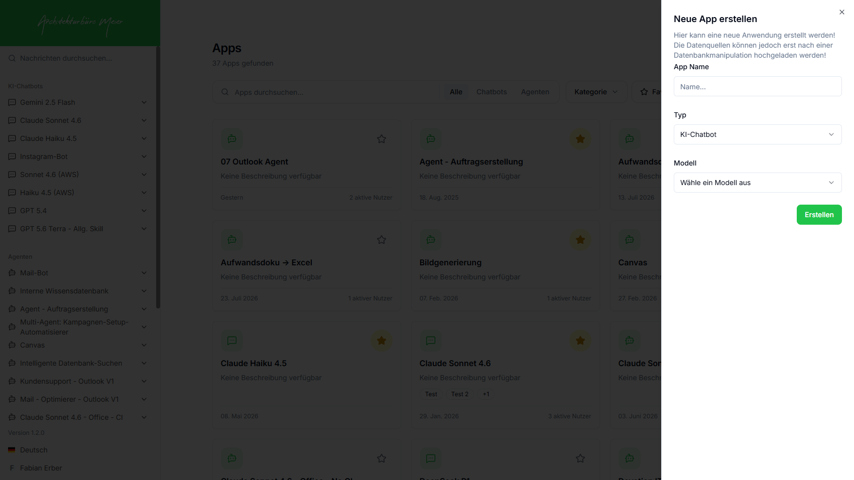 Neue App erstellen: Typ wählen