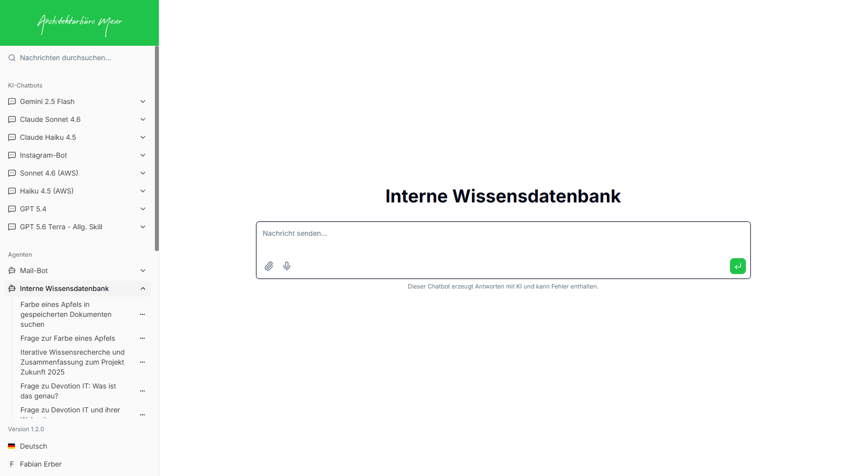 Leerer Chat: Interne Wissensdatenbank