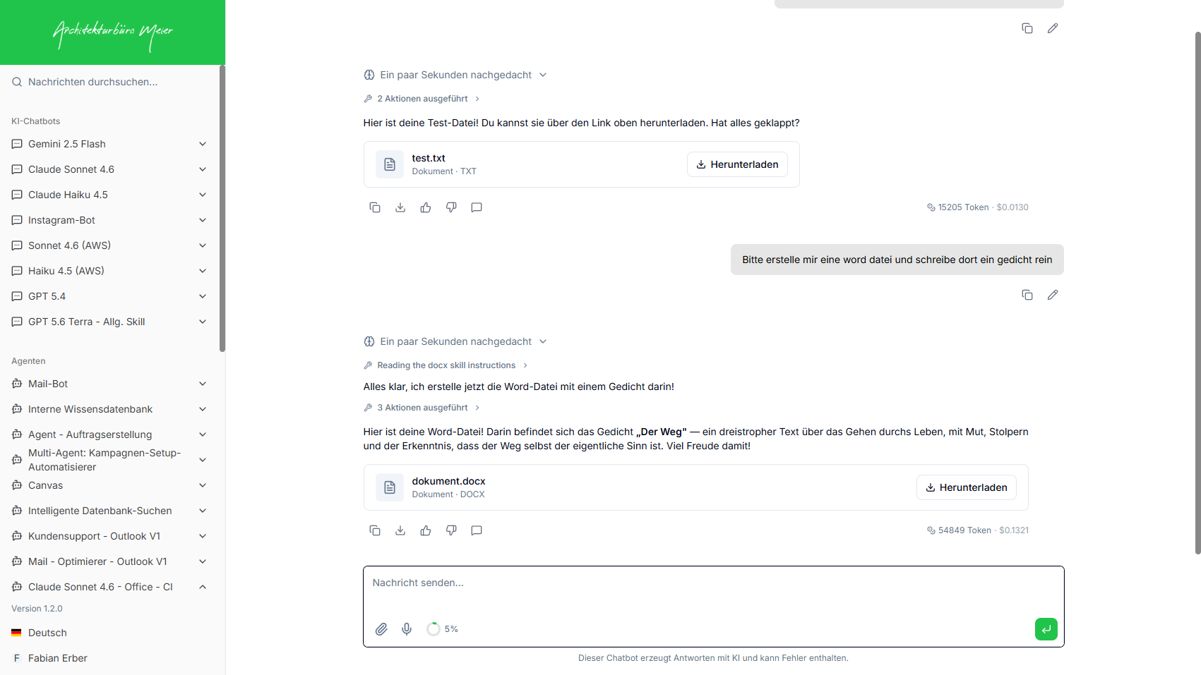 Beispiel: Aktionen und Download